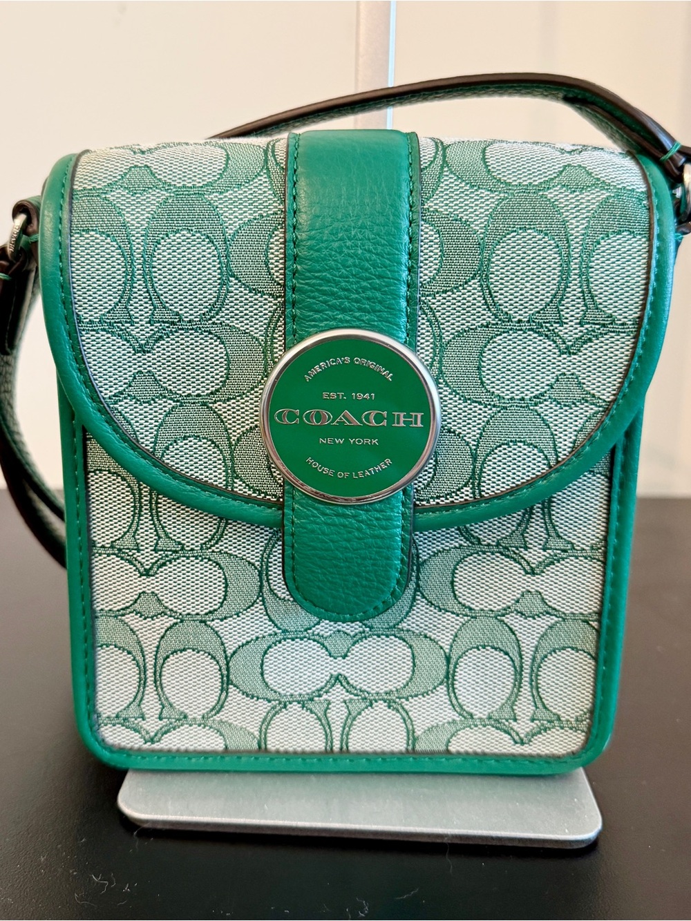 Coach Green Dempsey Crossbody with Leather Trim